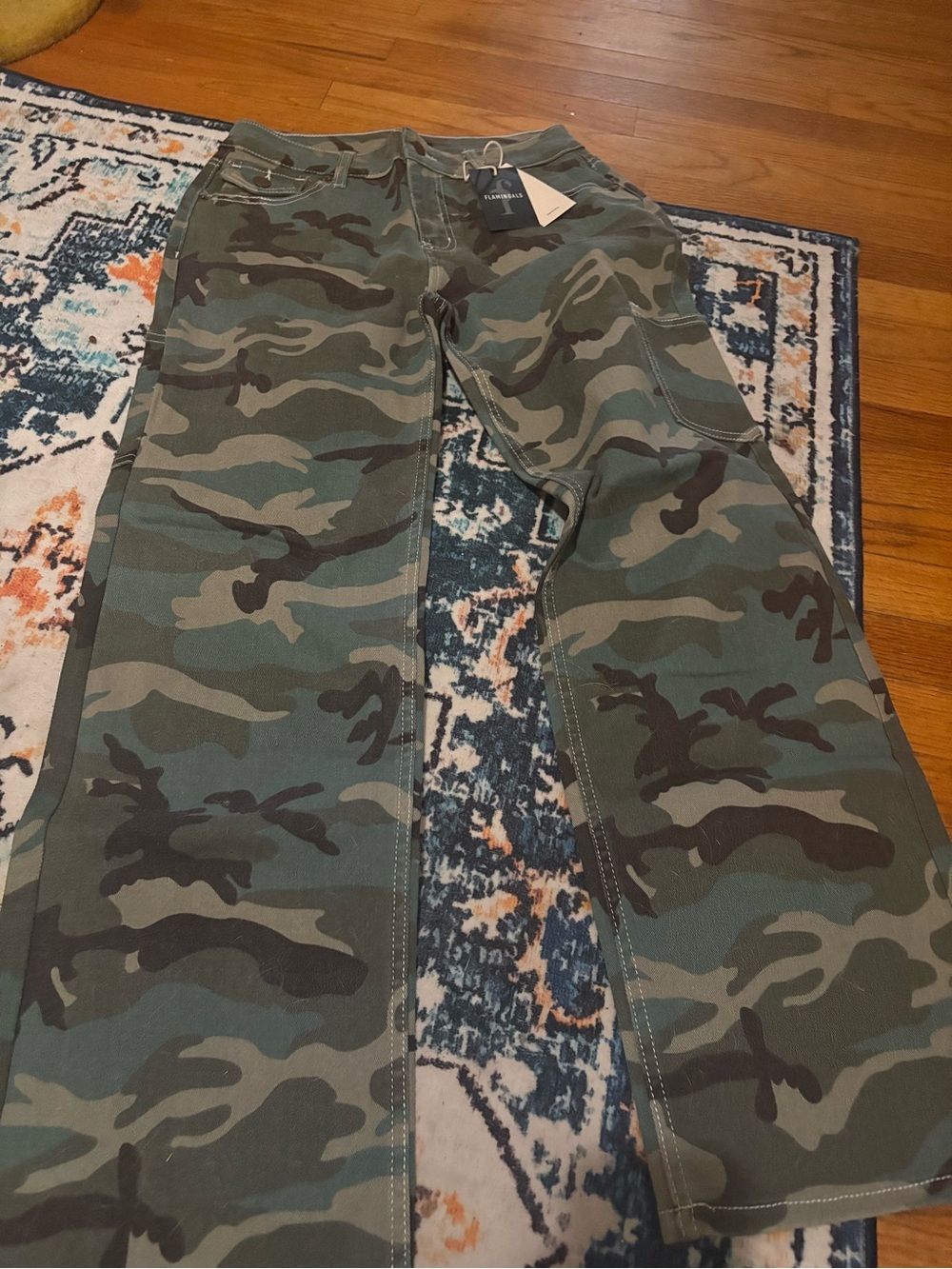 Camo Wide-Leg Pants in Green Camo